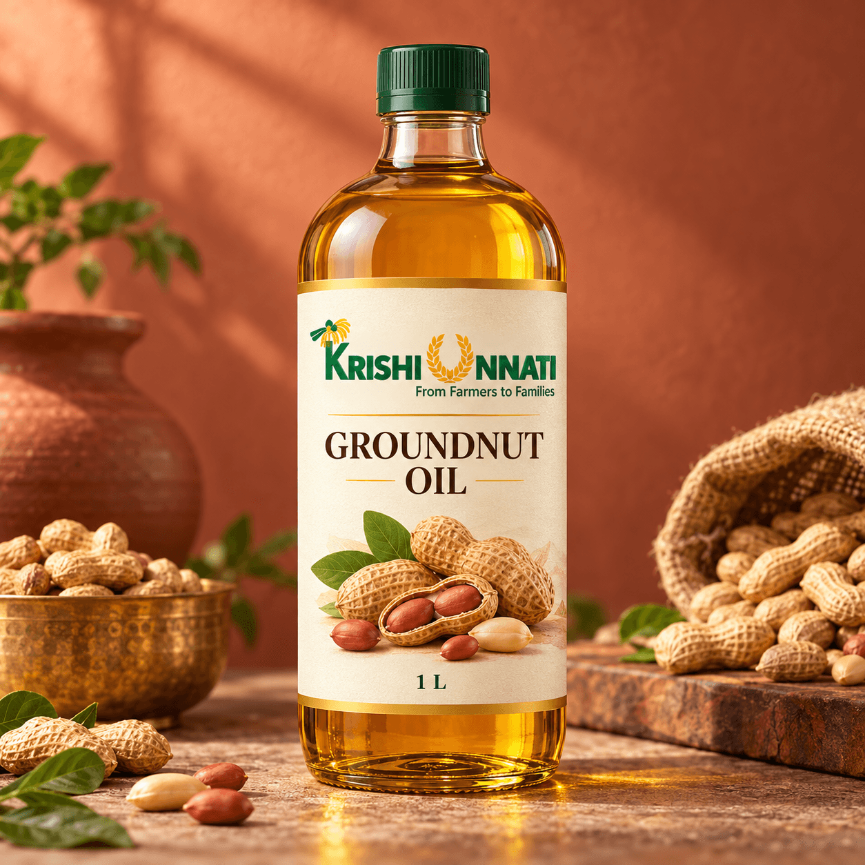 Cold-Pressed Groundnut Oil — illustrative concept packaging
