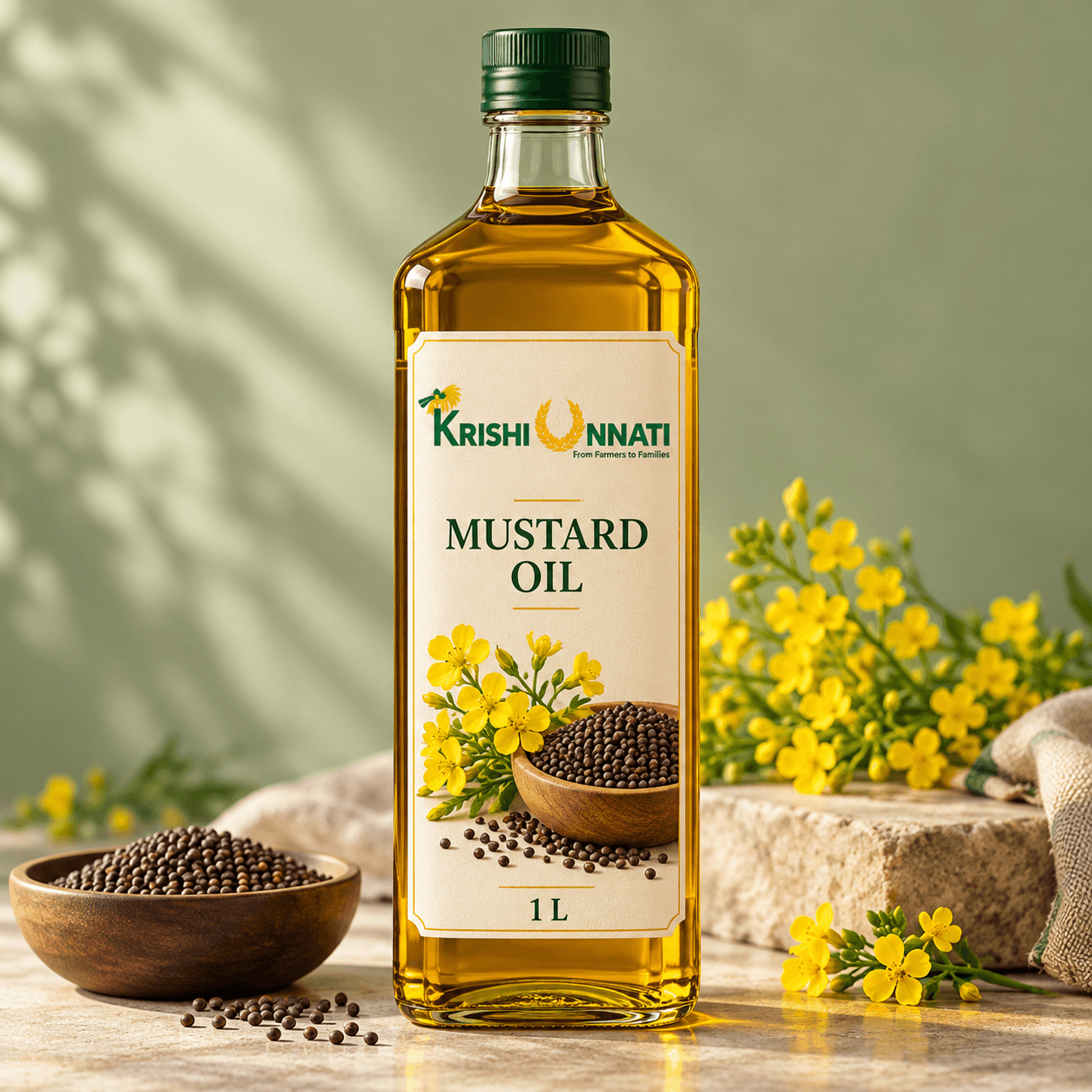 Cold-Pressed Mustard Oil — illustrative concept packaging
