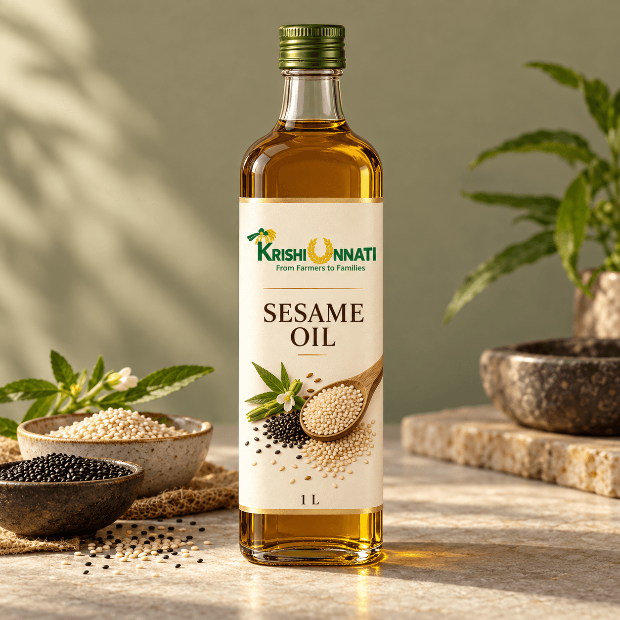 Cold-Pressed Sesame Oil — illustrative concept packaging